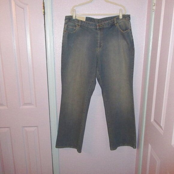Michael Kors Wide Leg Jeans Plus Size 22W Stretch Denim High Rise Greenwich NWT - Picture 1 of 12